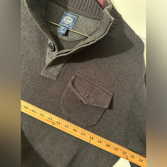 CAMBRIDGE DRY GOODS Men’s Charcoal Gray 100% Cotton & Wool Buttons Turtleneck L - Picture 9 of 12